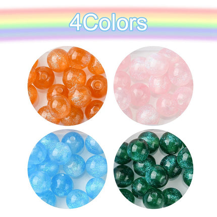 Round Imitation Cat Eye Resin Beads with Glitter – 8mm Mixed Color Set, 64pcs (4 Colors)