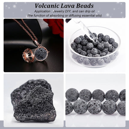 Unwaxed Natural Lava Rock Beads – 8mm Round, ±48pcs Strand