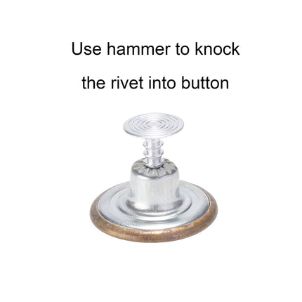 Iron Button Pins for Jeans, Garment Accessories, Flat Round with Pattern, Mixed Color, 6 pattern