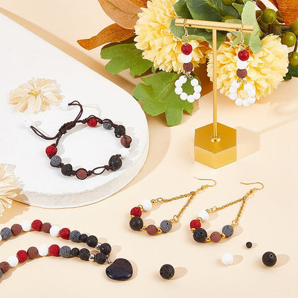 Synthetic Lava Rock Beads Strand – Dyed White, 8–8.5mm Round