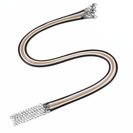 Waxed Cord Necklace Strands – Mixed Color with Platinum Iron Clasp & Extender Chain