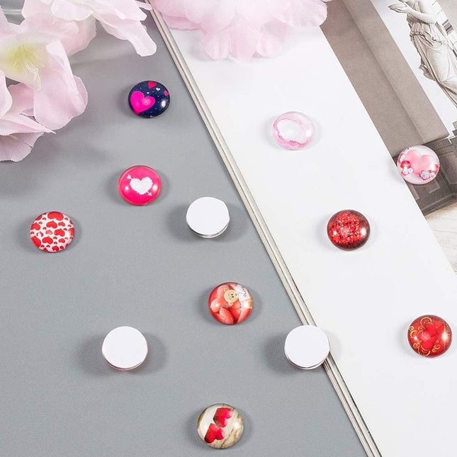 Flatback Glass Cabochons – 12mm Dome, Heart Pattern, Mixed Colours, DIY Craft Embellishments (20pcs)