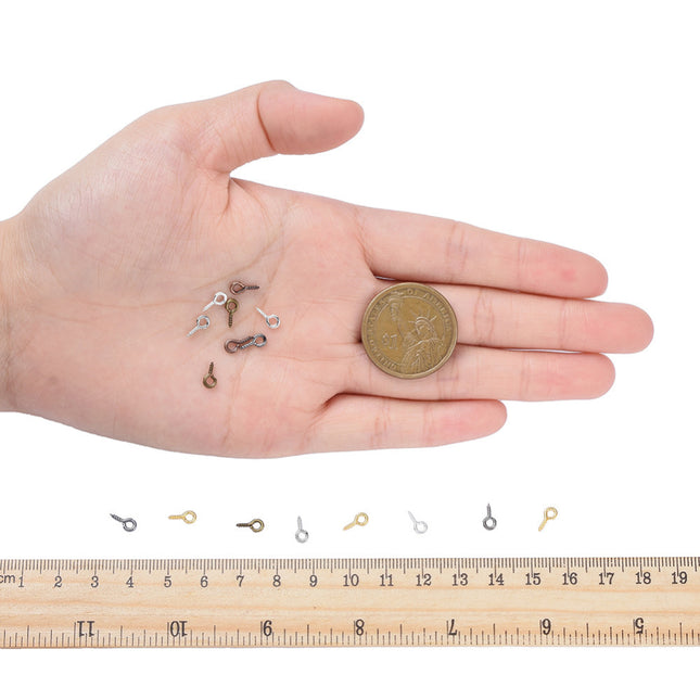 Iron Screw Eye Pin Peg Bails – For Half‑Drilled Beads, Mixed Colours, 720pcs Box