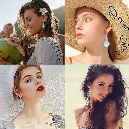 DIY Ocean Theme Earring Kit – Amazonite, Synthetic Turquoise, Glass Beads, Alloy Pendants & Brass Hooks