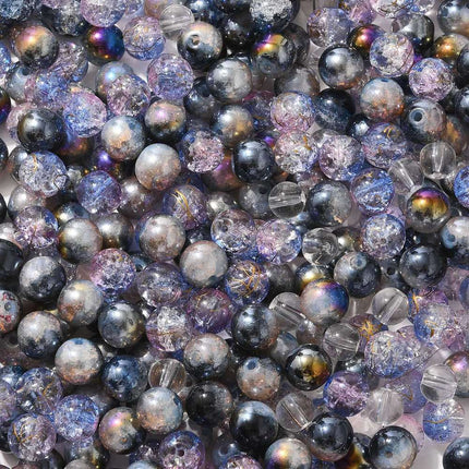 Mixed Style Sparkle Glass Beads – Round Dark Gray Strands for DIY Jewelry Making