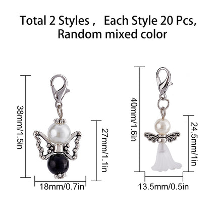Angel Charms Set – Acrylic & Alloy Pendants with Glass and Metal Beads, Mixed Colors, 5pcs