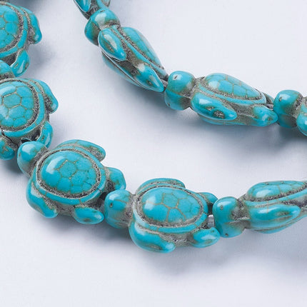 Synthetic Turquoise Turtle Bead Strand – Dyed &amp; Heated, Antique White