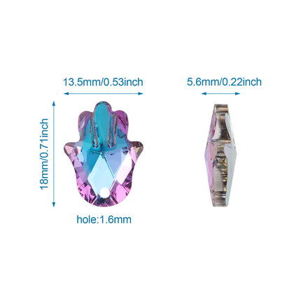 Glass Rhinestone Pendants – Faceted Hamsa Hand, Light Amethyst Imitation Austrian Crystal