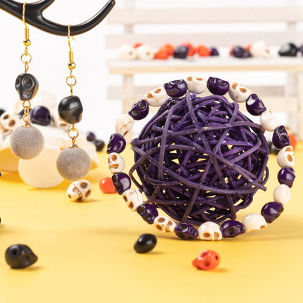 280pcs Dyed Synthetic Turquoise Skull Beads – 2 Sizes, Mixed Colors for DIY Jewelry