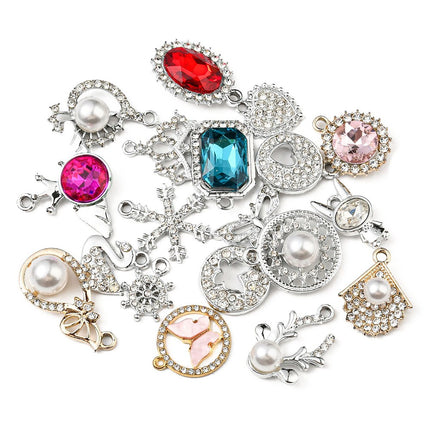 Alloy Rhinestone Pendants, Mixed Shapes, Mixed Color