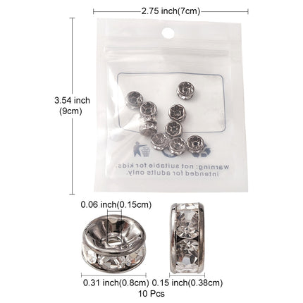Brass Rhinestone Spacer Beads – Grade A Rondelle with Straight Flange, Crystal Gunmetal Finish