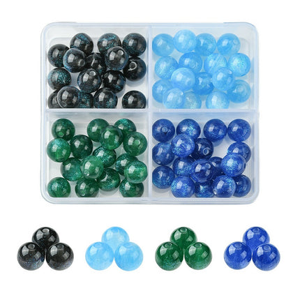 Imitation Cat Eye Resin Beads – 8mm Round, Glitter Mix, 4 Colors, 64pcs Box
