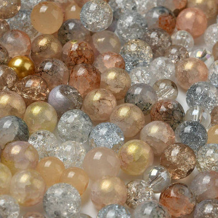Mixed Style Glass Beads – Round, Gold Silver Color for DIY Jewelry Making