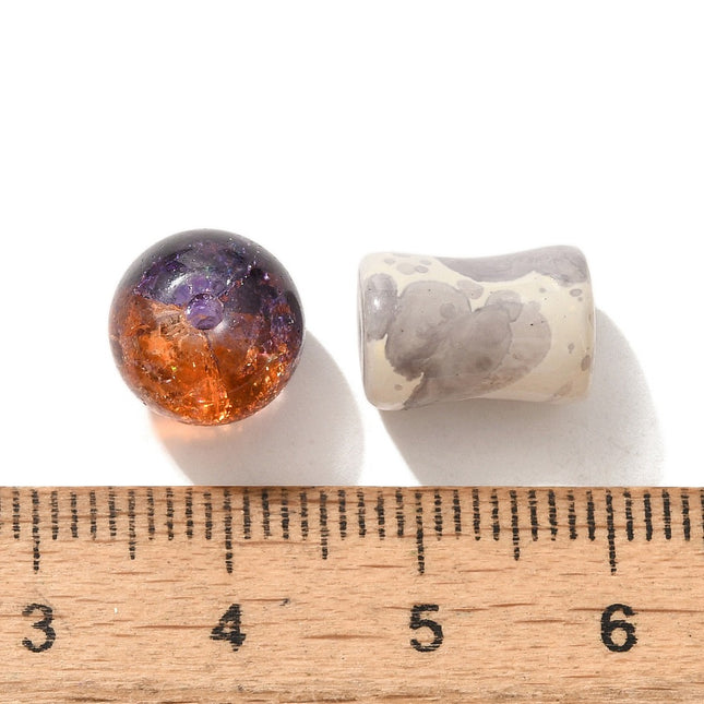 Mixed Glass Beads – Round 8–10mm, Earthy Tones