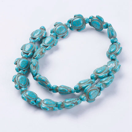 Synthetic Turquoise Turtle Bead Strand – Dyed &amp; Heated, Antique White