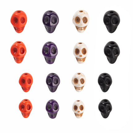 280pcs Dyed Synthetic Turquoise Skull Beads – 2 Sizes, Mixed Colors for DIY Jewelry