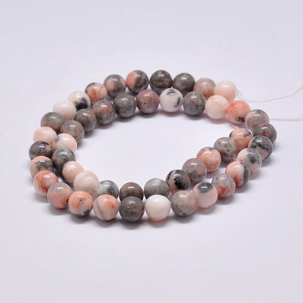 Natural Pink Zebra Jasper Round Beads – 8.5–9mm Gemstone Bead Strand, 46pcs