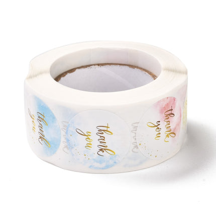 Thank You Theme Self‑Adhesive Stickers – Round, Colorful, 25mm, 500pcs Roll