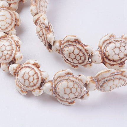 Synthetic Turquoise Turtle Bead Strand – Dyed &amp; Heated, Antique White