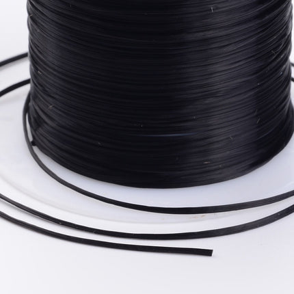 Black Flat Elastic Crystal String 0.8mm – Stretch Bracelet Beading Thread for Jewelry Making, 10m Roll