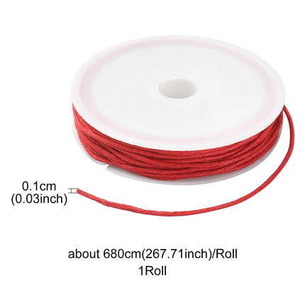 Waxed Cotton Cord – Multi‑Ply Round Macramé String, 1 mm, Red (6.8 m Roll)