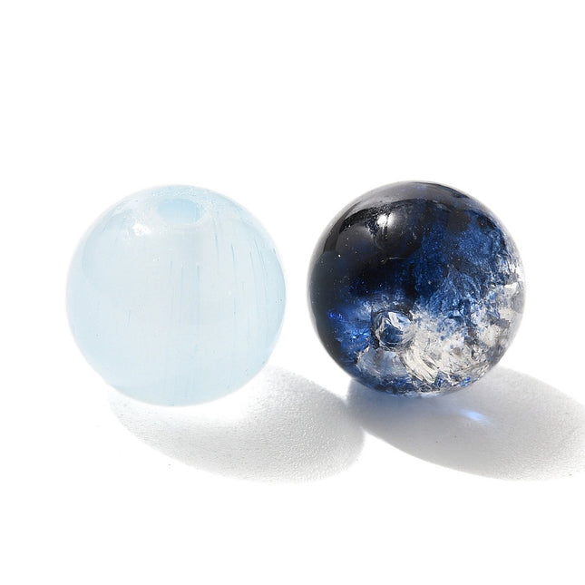 Mixed Style Glass Beads – Round 8–10mm, Alice Blue Assorted Sizes, ~100pcs Craft Pack