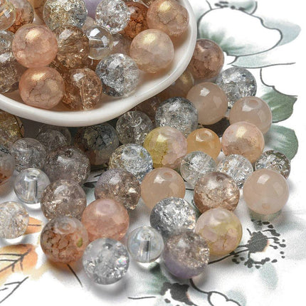 Mixed Style Glass Beads – Round, Gold Silver Color for DIY Jewelry Making