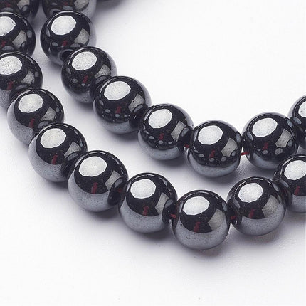 AAA Non‑Magnetic Synthetic Hematite Beads Strand – 8mm Round, Black