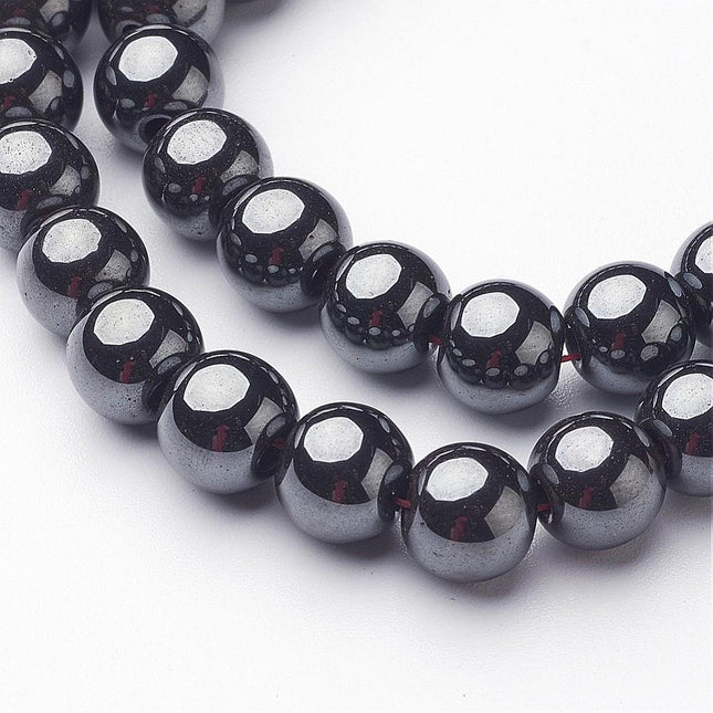 AAA Non‑Magnetic Synthetic Hematite Beads Strand – 8mm Round, Black