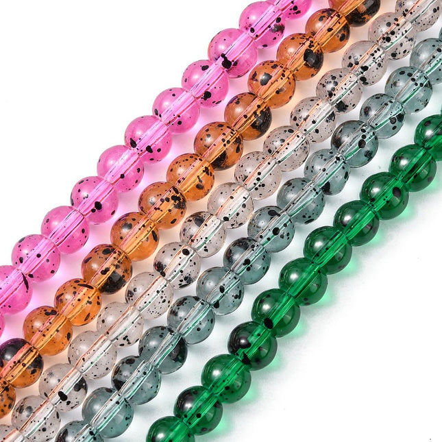 Spray-Painted Mixed Color Glass Bead Strand 6 mm Round