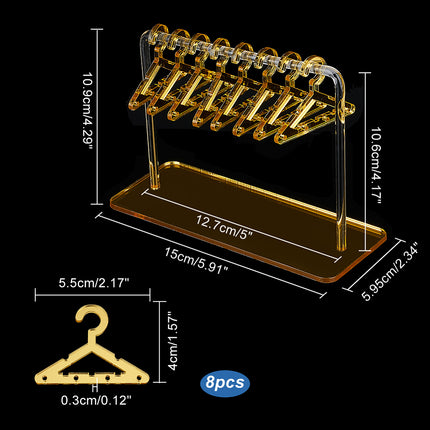 Acrylic Earring Display Stands, Coat Hanger Shape, Gold Finish