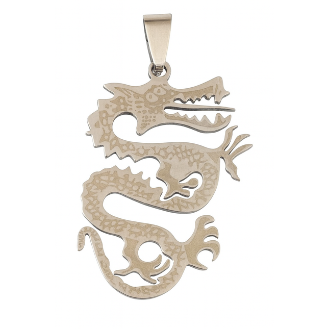 Stainless Steel Dragon Pendant – 47×28mm Mythical Creature Charm for DIY Jewelry Making