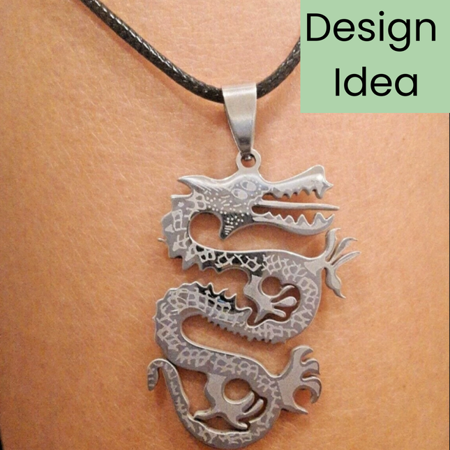 Stainless Steel Dragon Pendant – 47×28mm Mythical Creature Charm for DIY Jewelry Making