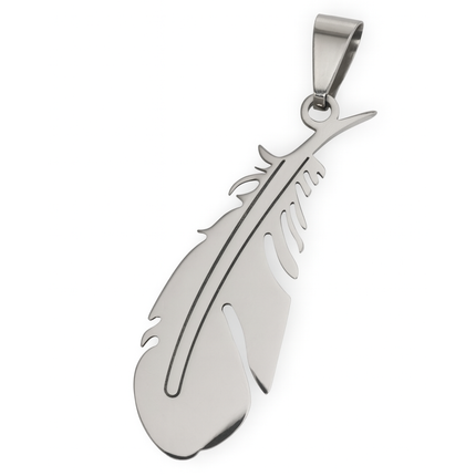 Stainless Steel Feather Pendant – 50×18mm Cut‑Out Charm for DIY Jewelry Making