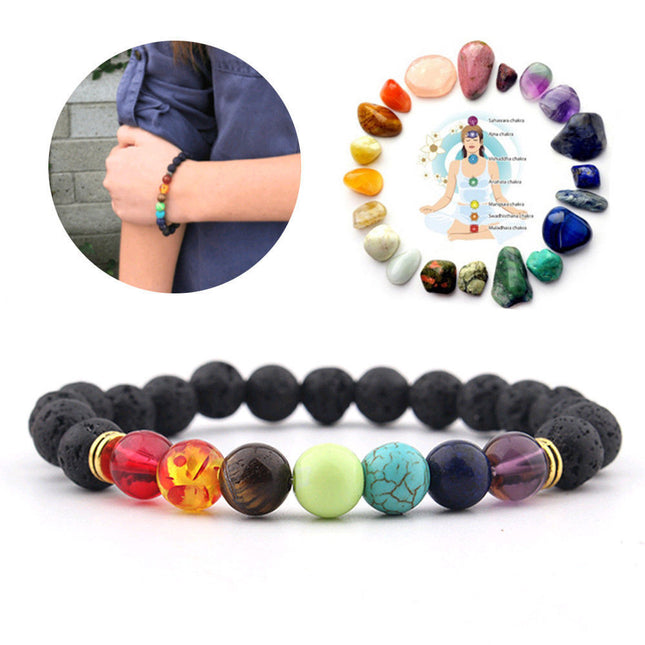 7 Chakra Lava Bead Bracelet: Harmonize Your Energy Centers