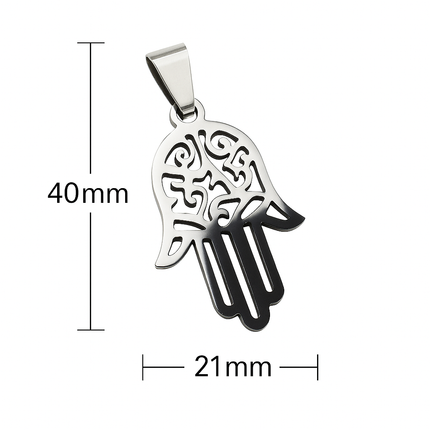 Stainless Steel Hamsa Hand Pendant – 40×21mm Protective Cut‑Out Charm for DIY Jewelry Making