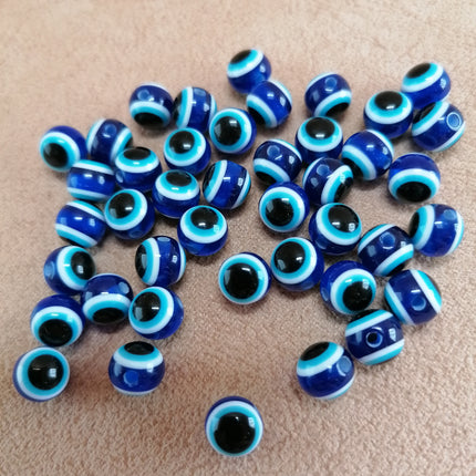 Evil Eye Glass Beads 5mm – Pack of 50  Protective Blue Beads for Bracelet & Jewelry Making