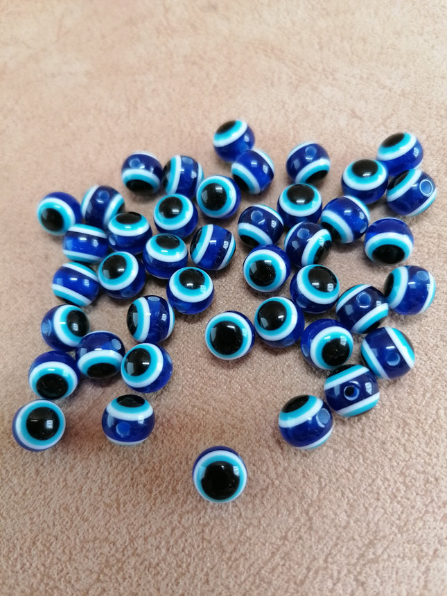 Evil Eye Glass Beads 5mm – Pack of 50  Protective Blue Beads for Bracelet & Jewelry Making