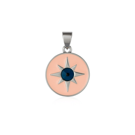 Enamel Evil Eye Star Center Pendant - Pink or Blue Protection Charm for DIY Jewelry