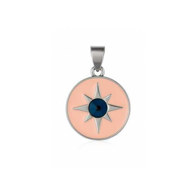 Enamel Evil Eye Star Center Pendant - Pink or Blue Protection Charm for DIY Jewelry