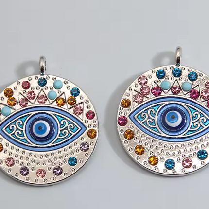 Evil Eye Enamel Charms – 30x25mm Zinc Alloy Pendants for Necklaces, Keyrings & DIY Jewelry