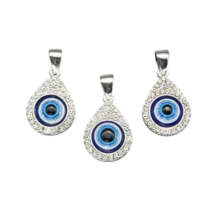 Teardrop Blue Turkish Evil Eye Pendant – 15.8×23mm Crystal Charm for DIY Jewelry Making