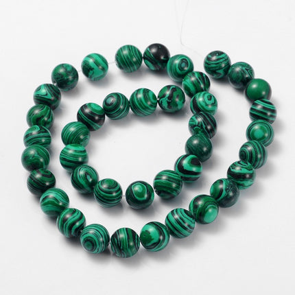 Imitation Malachite Gemstone Beads Strand – Dyed Round 10mm