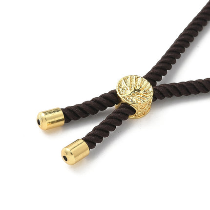 Cotton Cord Bracelet with Brass Tree of Life Charm – Real 18K Gold Plated