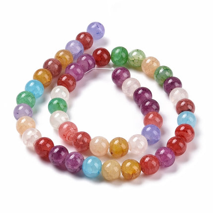 Crackle Glass Bead Strand – Round 8–8.5mm Mixed Colours