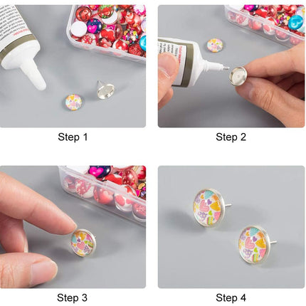 Flatback Glass Cabochons – 12mm Dome, Heart Pattern, Mixed Colours, DIY Craft Embellishments (20pcs)