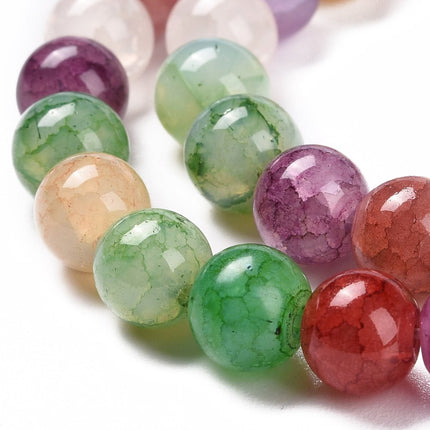 Crackle Glass Bead Strand – Round 8–8.5mm Mixed Colours