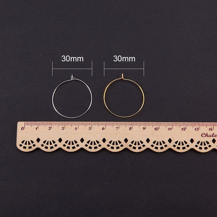 Brass Wine Glass Charm Rings / Hoop Earring Bases – Mixed Colours, 30mm