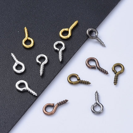 Iron Screw Eye Pin Peg Bails – For Half‑Drilled Beads, Mixed Colours, 720pcs Box