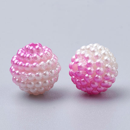 Rainbow Gradient Mermaid Pearl Beads – Round Magenta Berry Style Acrylic Strand